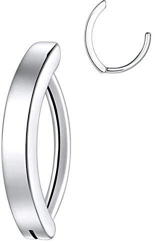 YEBOCIYO 14G Bauchnabelring Silber Schmuck Chirurgenstahl Clicker Piercing Bauchnabelring Reverse Curved Nabel Langhantel 8mm