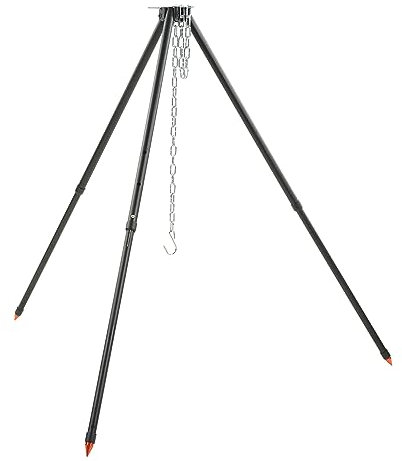 BORDSTRACT Portable Camping Tripod set, Outdoor Heavy-Duty Steel Cooking Tripod, Plug in Design, Adjustable Camp Tripod, Campfire Cooking Equipment, for Pot Roast, Camping BBQ(Black)