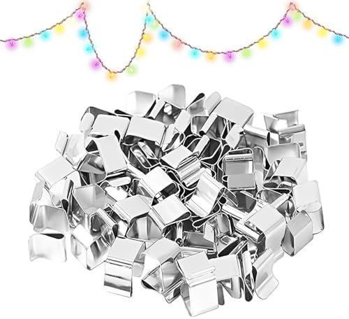 Fukamou Gutter Hooks - Gutter Hooks for Outdoor Lights, Galvanized Metal Light Gutter Hooks Xmas Lights - Clips Outdoor Seasonal Lighting Hooks
