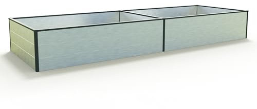 GFP HALFSIZE Aluminium Hochbeet - Platzsparendes & Stabiles Gartenbeet in Aluminium eloxiert - 297 x 99 x 39 cm - Ideales halbhohes Modell für Familien-Gartenspaß
