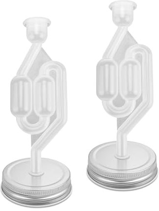 FINELYCR Gärröhrchen, 2 Stück Gärspund Set, mit 7cm Einmachglasdeckel, Gärröhrchen mit Gummistopfen, für Herstellung Sauerkraut und Fermentiertem Kimchi