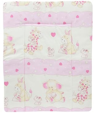 Baby Delux Wickelauflage 50x70 cm weiche Wickelunterlage Wickeltischauflage Baumwolle wasserdicht waschbar (Elefant rosa)