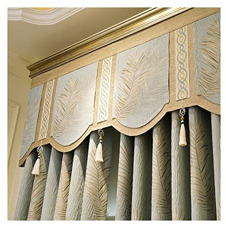 HASMI Vorhänge Thermal Insulated Blackout Curtains Room Darkening Print Wave Window Curtains for Living Room 1 Panels Villa Dining Bedroom Gardinen (Color : Valance, Size : W500cmxH250cm 1PC)