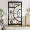 Tribesigns 179cm Geometrisches Bücherregal, Industrielles 8-stöckiges Bücherregale, Rustikales Bücherschrank mit Metallrahmen, hohes freistehendes offenes Lagerregal für Wohnzimmer (Schwarz, 1pc)