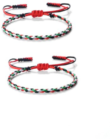 SHUZHENG Handgemachtes Palästinenser-Armband, Farbe Tibetische Länderflagge, Freiheit für Palästinenser, Palästinenser-Unterstützungsarmbänder für Männer und Frauen, environ 17-28 cm, Kunststoff, Kein