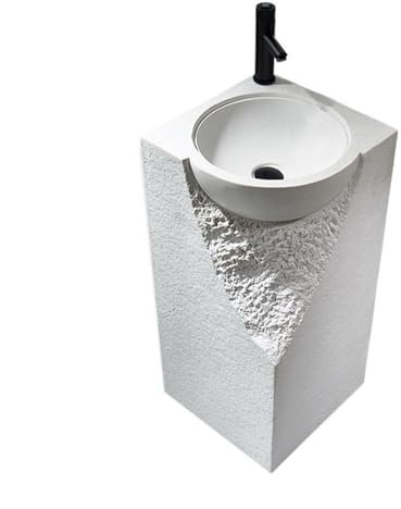 Lavabo à colonne Lavabo créatif sur pied en pierre de quartz, lavabo de salle de bain monobloc sur pied, lavabo de colonne de balcon de cour extérieure, lavabo d'art avec robinet et drain Lavabo sur p