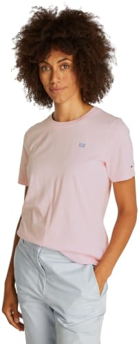 Tommy Hilfiger Damen T-Shirt Kurzarm Contrast Flag Tee mit Rundhalsausschnitt