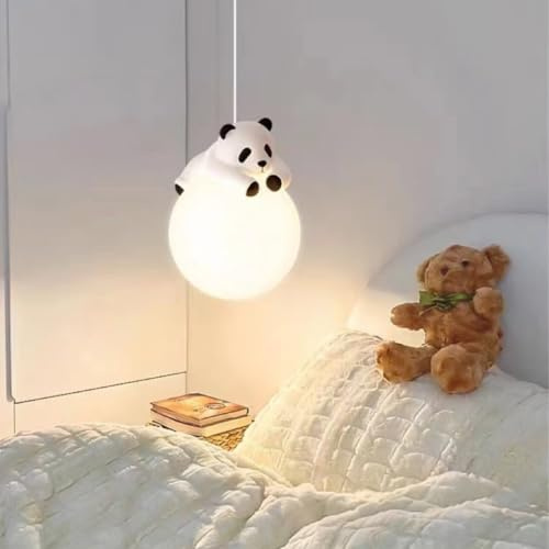 GUANSHAN Schlafender Panda, Mond-Hängelampe, niedliche Cartoon-Hängelampe, Mond-Deckenlampe, Hängelampe, dekorativer Kronleuchter für Schlafzimmer, Wohnzimmer