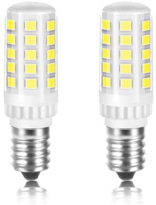 Karyoosi 2er Pack E14 LED Lampe, LED Glühbirne 4W 500lm, Kaltweiß 6000K, Ersetzt 40W Halogen Birne, E14 LED Leuchtmittel für Dunstabzugshaube Nähmaschine Wohnzimmer, Nicht Dimmbar
