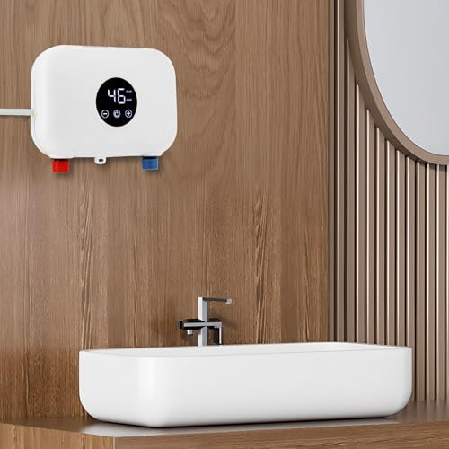 Elektronischer Durchlauferhitzer, 5500W Mini-Wassererhitzer, Temperaturwahl 86-131℉, Warmwasserbereiter energiesparend, IP24