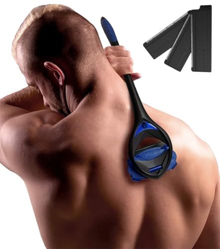 BakBlade 3.0 Stealth Rasoir pour Dos pour Homme, Rasoir pour Poils du Dos et Corps pour Homme avec Manche Ergonomique Extra Long de 58,4 cm pour Rasage de Près et sans Douleur, 3 Lames de Rechange