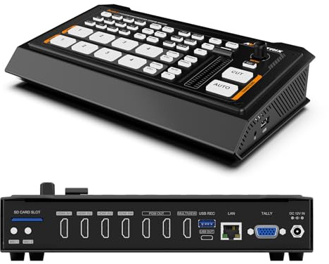 AVMATRIX Multi Kamera Video Umschalter Mixer mit 4CH HDMI in(Shark H4) | Recording, Live-Streaming, Kamerasteuerung, SD Card aufzeichnen, Ethernet USB Ausgänge für Echtzeit Live Streaming