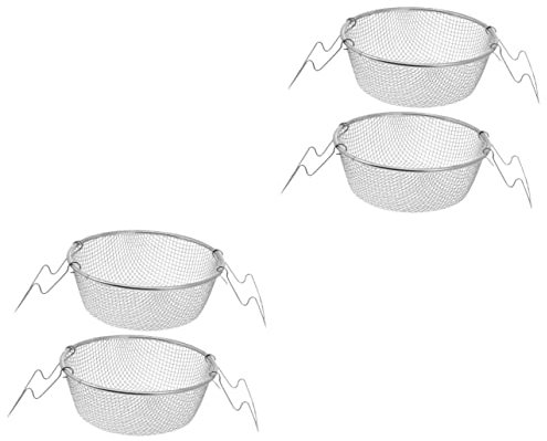 IMIKEYA 4 Stück Frittierkorb aus Edelstahl Frittierkorb aus Draht Küchensieb rostfreier Frittierbehälter Frittierkorb für Snacks Halter für Pommes Frites Chipskorb Rostfreier Stahl Silver