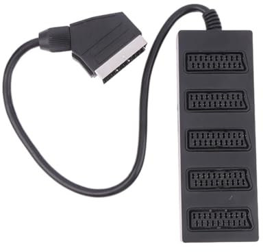 Qaautor Séparateur Péritel 5 Voies 21 Broches, Connecteur Adaptateur Péritel 21p Mâle à 5 Femelles, Péritel 5, Une Division en Cinq Lignes de Câble