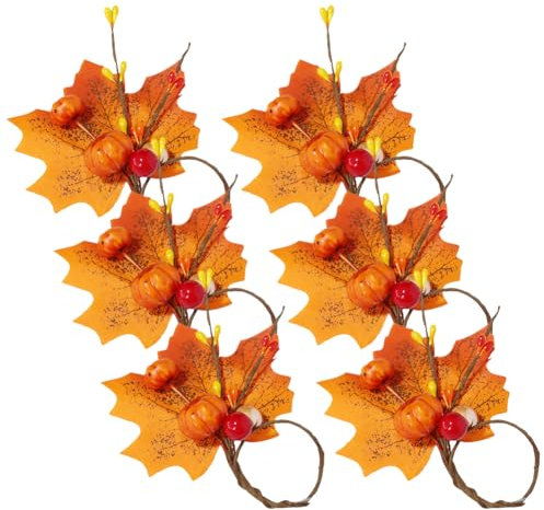 Serviettenringe, Herbst-Ahornblatt, Serviettenringe, Herbst-Kürbis-Serviettenringe, Stoff-Serviettenhalter, Ringe, Familientreffen, Serviettenringe, Bauernhaus-Tischserviettenringe, 6 Stück