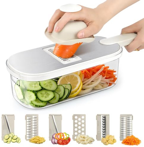 Mandoline pour légumes professionnelle, taille réglable, tranche de légumes manuelle, coupe de légumes manuelle, tranche de pommes de terre, coupe-légumes en acier inoxydable, manoline réglable avec 6