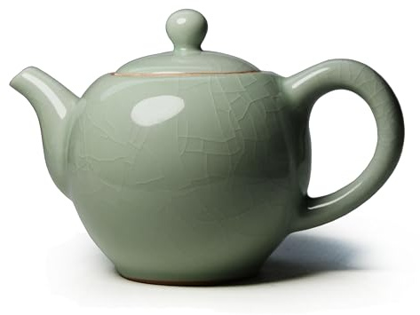 Kleine Keramik-Teekanne, 266 ml, chinesische Tradition, ofenveränderte Glasur, eisrissiges Porzellan, Kessel
