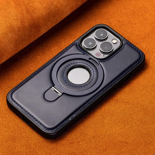 Leonaw Full-Coverage Shockproof Leather Magnetic Stand Case, Leonaw Leather Phone Case, Luxury Premium Faux Leather Invisible Ring Stand Magnetic Phone Case for iPhone 15 (for iPhone12,Blue)