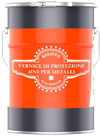 BEKATEQ Lacca protettiva per metalli 4in1 10L Marrone cioccolato I Primer + Vernice antiruggine + Mano intermedia + Mano di finitura I Vernice per metalli per tetti, porte, recinzioni LS-570