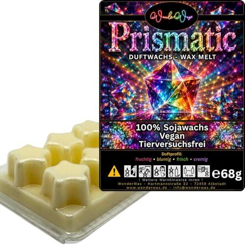 WonderWax® Duftriegel 6 x Duftwachs Sterne Weiß Prismatic | Farbe: Weiß | Raumduft für Duftlampen, Wax Melt, Sojawachs, Indoor Duftöl Wachs schmelzen für Aromalampe