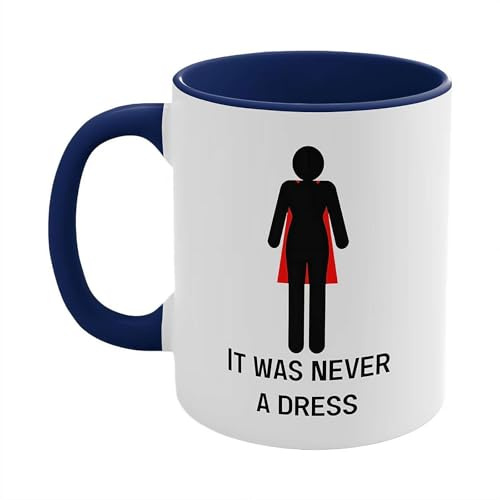 11oz It Was Never a Dress Mug Color Changing,Black to White Women Empowering Ceramic Coffee Cup for Feminist,Motivational Empowered Women Mug,Creativity Thermal Development Drink Cups for Men Women