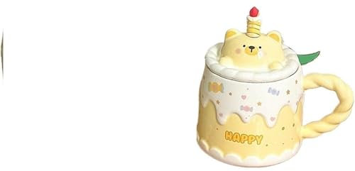 KJHZCE Tazza da caffè in Ceramica con Coperchio(Yellowdog)