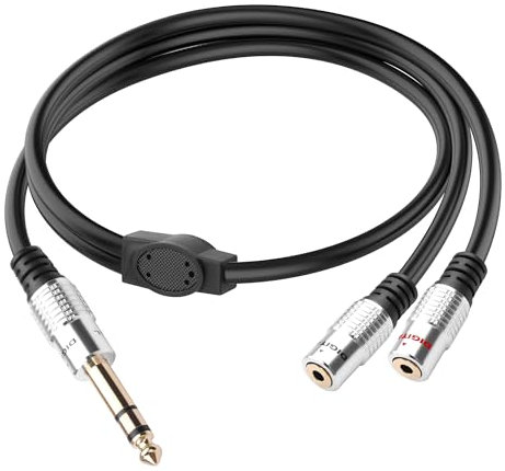 JSADZKJ Cable divisor estéreo de 1/4 a doble 1/8 Cable de grabación de 6,35mm macho a 1/8 hembra doble Divisor de audio de 1/4 a 3,5mm TRS doble chapado en oro para guitarra,amplificador-19,6in