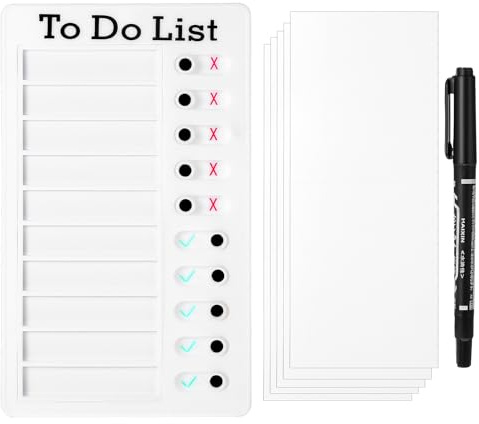 Hpmjz Checklist Boards Aufgabenplanung Liste To Do Liste Memo 20x12cm Tafel Chore Chart mit 5 austauschbaren Blättern Zeitplan Lernplanung Erinnerung für Kinder Erwachsene Zeitmanagement