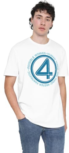 Marvel Unisex Marvel Fantastic Four Superhero Team Unisex T Shirt, White T-Shirt