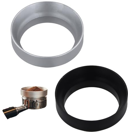 2 Pezzi 51mm Anello Dosatore, Imbuto Dosatore Caffe Magnetico in ABS, Dosing Funnel Nero e Argento Compatibile con Macchina da Caffè Portafilter, Anello a Imbuto Ideali per Casa e Caffè