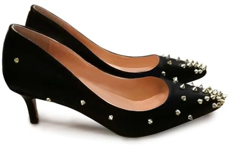 MINITOO Damen Sexy Pumps mit Absatz Nieten Elegant Pumps Schuhe M02 Matte Schwarz 6cm Absatz EU 36.5