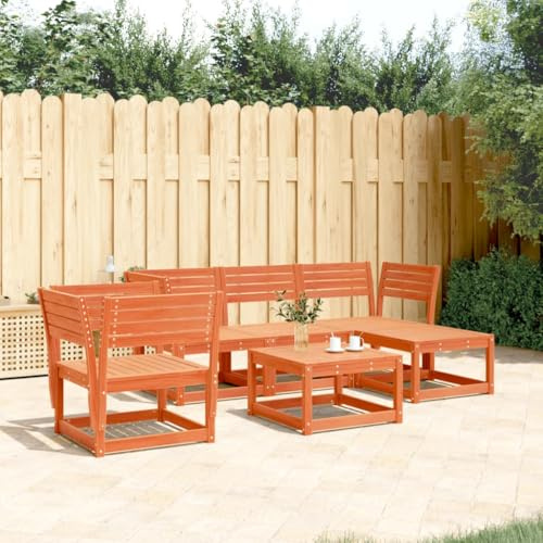 Tonture 5-TLG. Garten-Lounge-Set, Wachsbraun, Massivholz Kiefer, Modulares Design für Außenbereich, Terrassenmöbel, Balkonmöbel, Sitzgruppe für Draußen