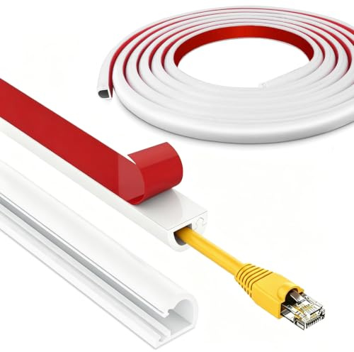 6 m Silicone Cable Trunking 15 mm x 10 mm Half Round Cable Cover | Self Adhesive, One Cord Trunking, for Home Office and Wall White