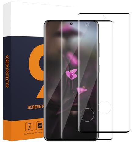 Carantee 2 Pack Verre Trempé pour Samsung Galaxy S21 Ultra 5G, Bords noirs incurvés 3D Protection écran, 0,33mm Tactile Sensible, Bubble Free, Dureté 9H, HD S21 Ultra Anti Rayures Vitre Protection