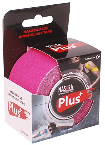 Original Nasara PLUS Kinesiology Tape, Kinesiotape für Sportler, 5cm x 5m, Pink