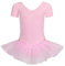 tanzmuster ® Ballettkleid Mädchen Tutu - Nele- aus weichem Baumwollstoff mit Glitzersteinen fürs Kinder Ballett Ballettbody Ballett Trikot, Rosa 128-134