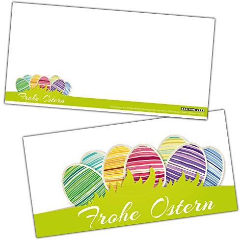 FROHE OSTERN Gruß-Karten-Set XL (24 Stück) Moderne Osterkarten ideal als Brief oder Postkarte und als Beilage zum Geschenk geeignet - von BREITENWERK®