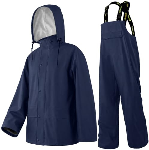 Combinaison pluie homme imperméable veste pantalon capuche | Protection légère, coupe pratique, pour travail, pêche, chasse et activités extérieures