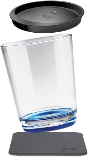 silwy® Magnet-Trinkbecher in der Farbe Lui Blue inkl. einem auslaufsicherem Deckel und einem Metall-Nano-Gel-Pad für standsicheres Platzierung und Transportieren - perfekt für Camping und Boating