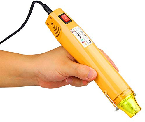 Handheld Hot Air Gun, 300w Mini Hot Air Gun for Embossing Stamps PVC Resin 300 EVA Tubing Pen Shrink Tubing Heatcraft Heady Blow Wax Emboss Hotmelt Foam Wrap Tool (Yellow)