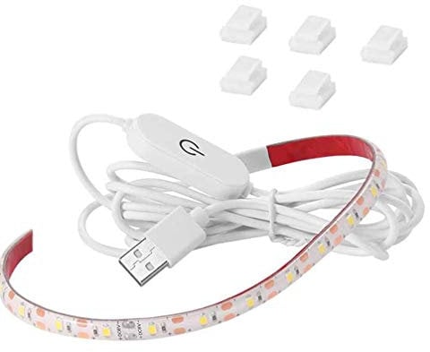 CUQI Striscia luminosa a LED per macchina da cucire, 5 V, 30 cm, con dimmer touch e clip adesive, 18 macchine da cucire LED dimmerabili, armadio da cucina, culle (bianco)