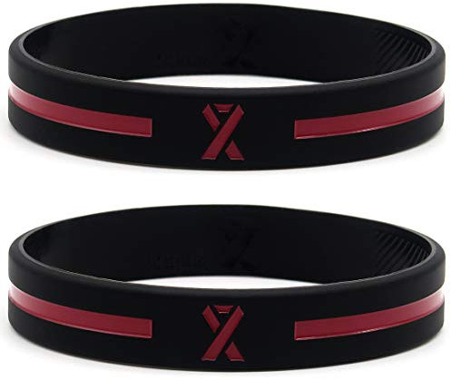 Inkstone pack of 12, Braccialetti con nastro di consapevolezza bordeaux, confezione da 1 dozzina di braccialetti unisex in gomma di silicone per uomini e donne