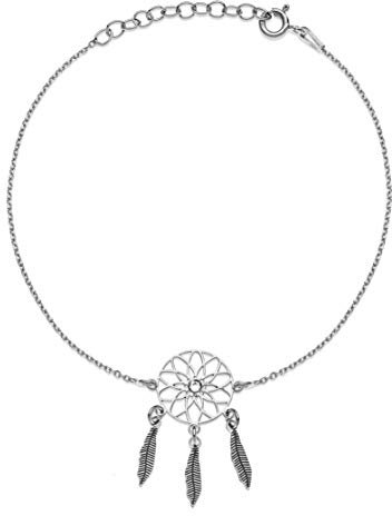 Aka Gioielli® - Damen Armband Traumfänger 925 Silber Rhodiniert mit Swarovski-Kristall dreamcatcher anhänger