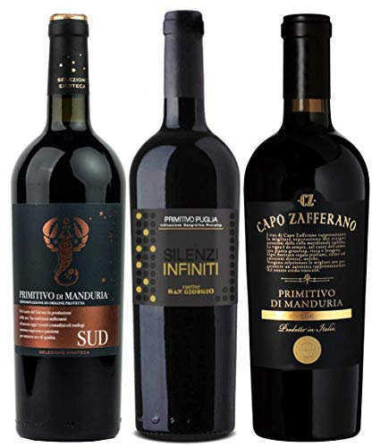 3er Probierpaket Primitivo zum Kennenlernen | hochwertige Rotweine aus Italien | 3 x 0,75l