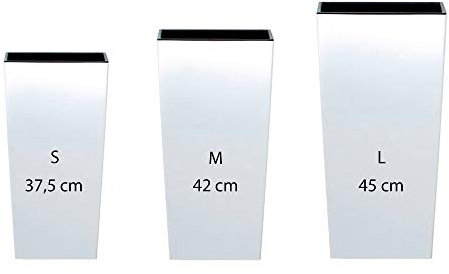 Pack 3 macetas altas Prosperplast (11,4/16,3/19 litros) Urbi Square de plastico en color blanco con deposito