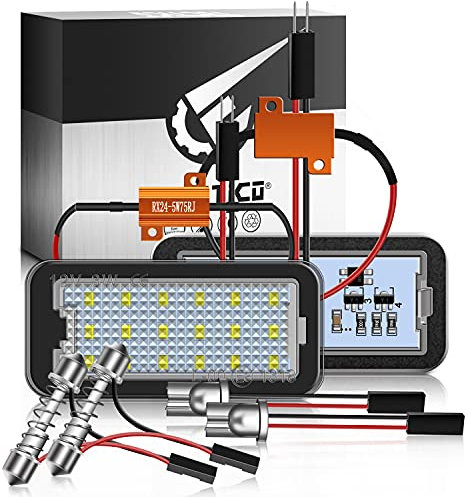 TECTICO LED Kennzeichenbeleuchtung Nummernschildbeleuchtung SMD Ultra Weiß Canbus Kompatible mit Fiat 500 500CC, 2 Stücke