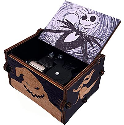 Youtang Spieluhr mit Handkurbel,Halloween Christmas, lasergraviertes Holz, Geschenk für Weihnachten, Geburtstag, Valentinstag, Muttertag, Spiel Dies ist Halloween (Bild4-Aufziehung)