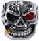 OIDEA Herren Schädel Totenkopf Ring: Biker Skull Herrenring aus Edelstahl mit Rot Strass Skull Augen Gotik Punk Rock Siegelring Geschenk für Männer Junge Größe 54