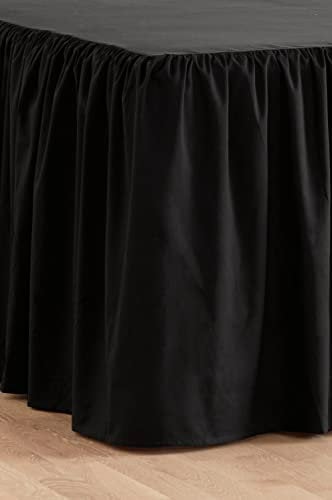 Jotex Zack Volant Betthusse - 100% hochwertige Bio-Baumwolle Bettrock, Höhe 60 cm - Grauschwarz, 90 x 200 cm