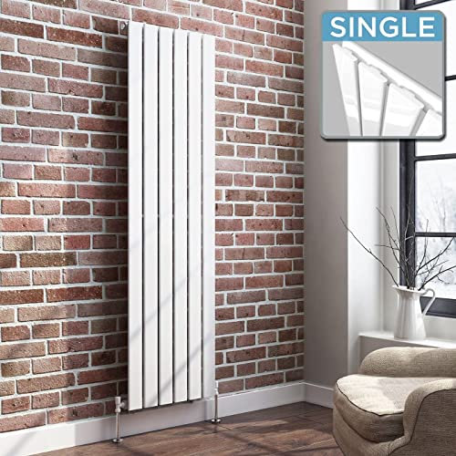 iBathUK Apex Radiador vertical alto, radiadores de panel plano individual, radiador delgado de 1600 x 456 mm, montado en la pared para baño, cocina, sala de estar, color blanco